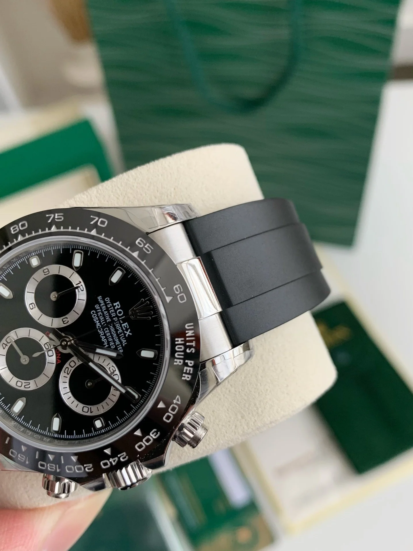 AAAWatch Luxury Chronograph Men Watch, 40mm Black Dial Ceramic Bezel Rubber Strap Automatic Mechanical Wristwatch, Business Sports Timepiece With Full Gift Box Set