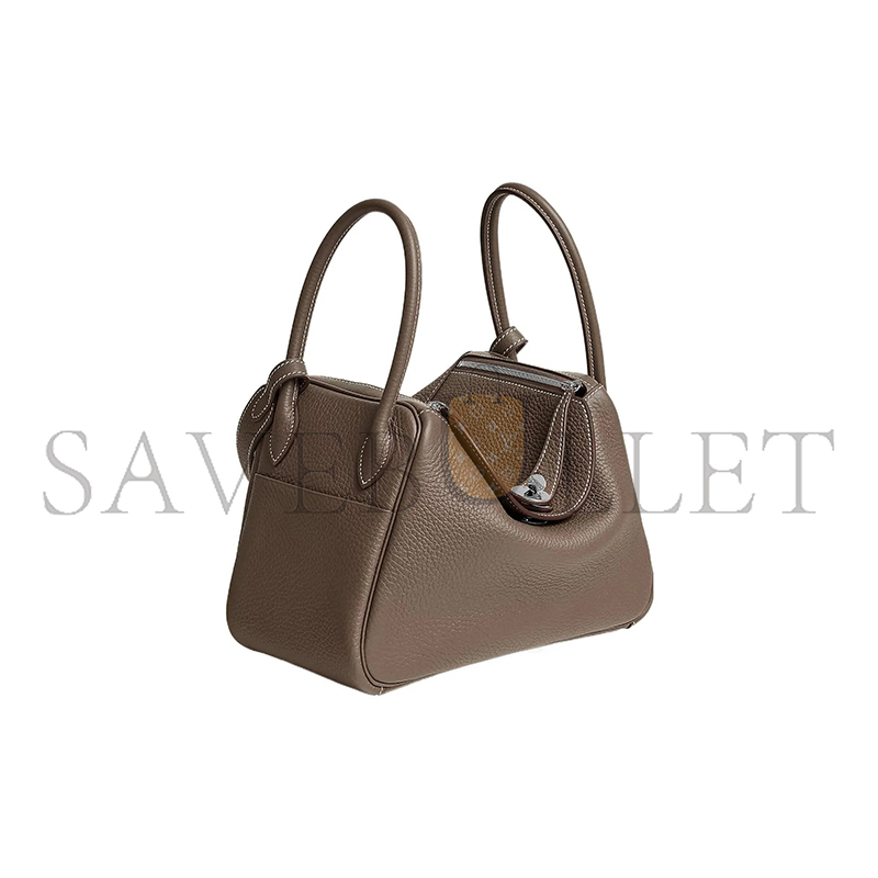 HERMÈS MASTER LINDY 26 CLEMENCE ÉTOUPE PALLADIUM HARDWARE (26*18*12cm)