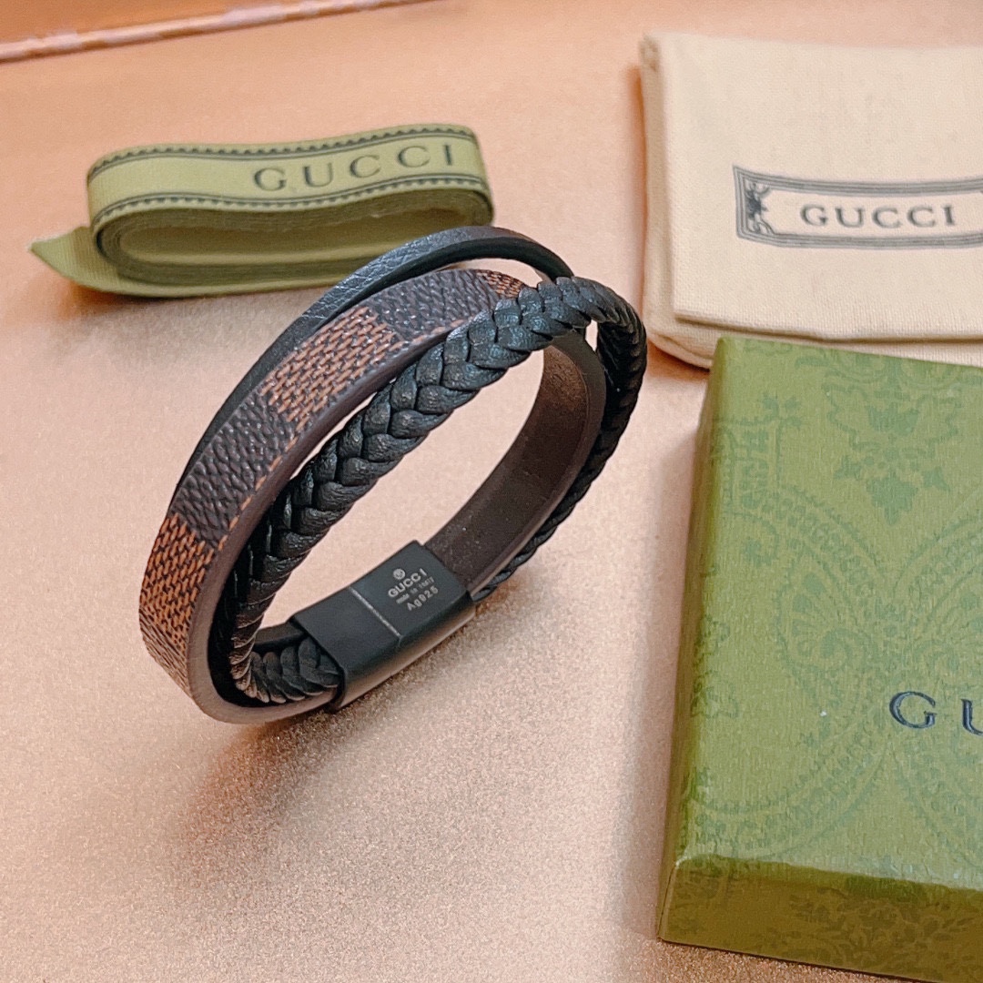 TOP GUCCI Men's/Women's Hand Strap Bracelet - Black
