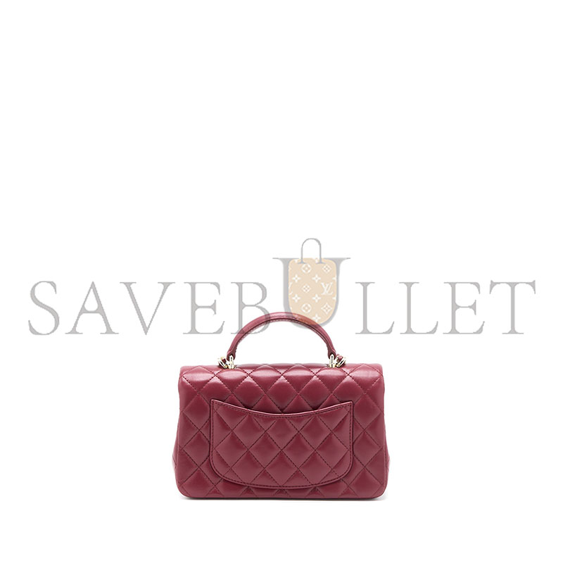 CHANEL MASTER TOP HANDLE MINI RECTANGULAR FLAP BAG LAMBSKIN BURGUNDY GHW (20*12*6.5cm)