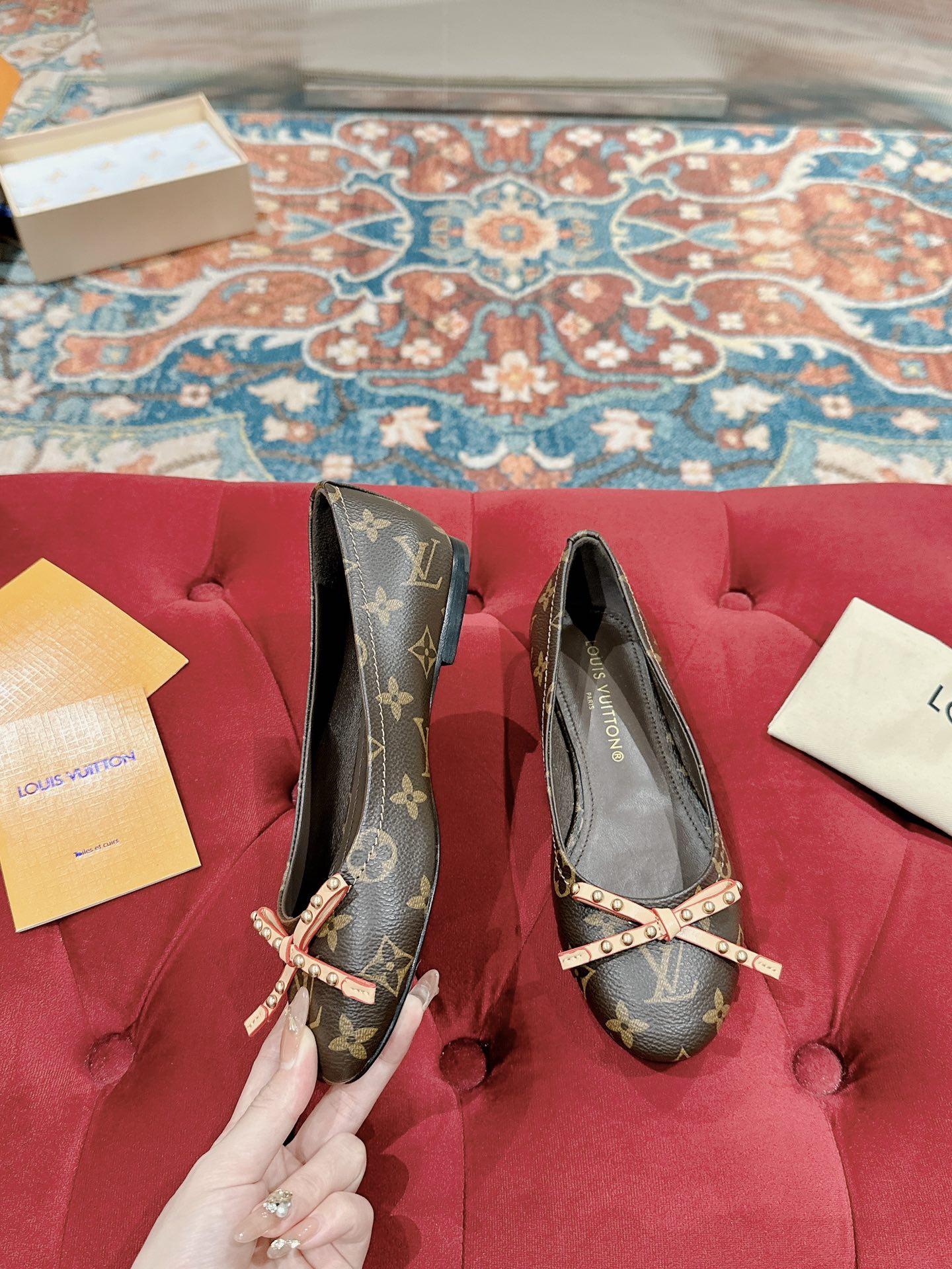 TOP Louis Vuitton LV Classic Denim Bow Tie Ballet Shoes - 4 Color