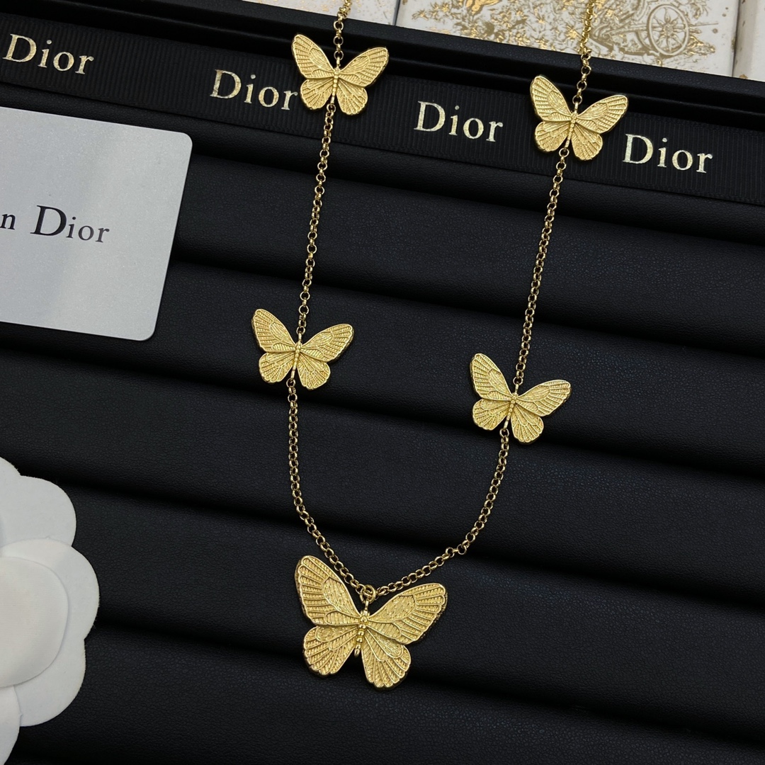 TOP Christian Dior Butterfly Necklace - Gold
