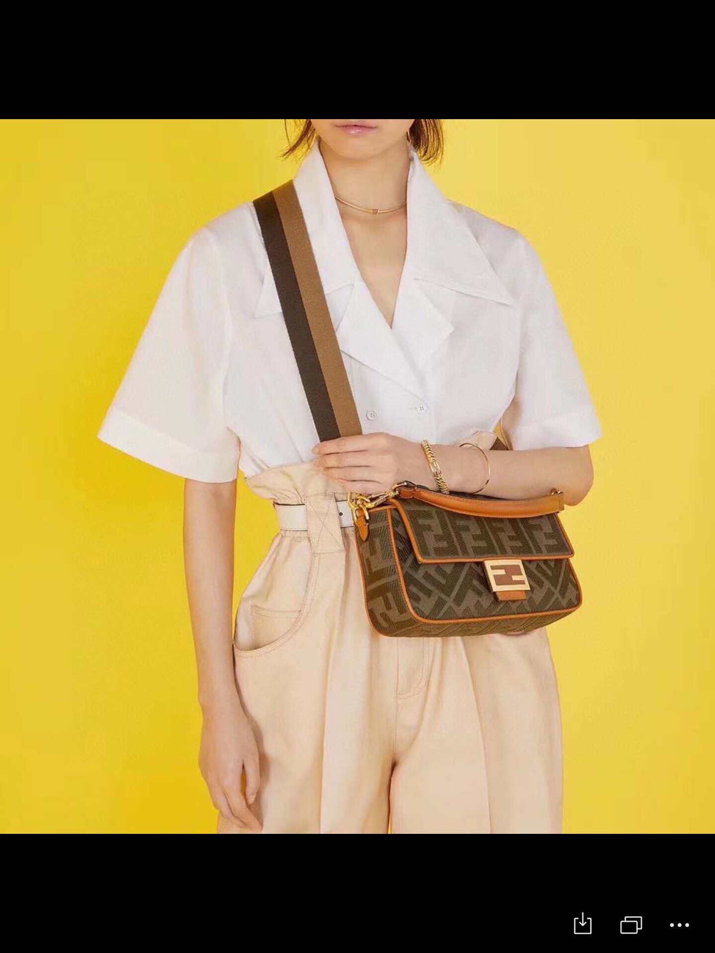 TOP FENDI Canvas Baguette Bag - 27x5x15cm
