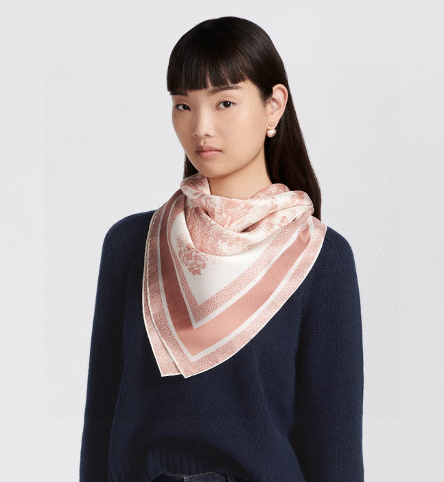 TOP Christian Dior Silk Scarf 90x90 cm -Pink