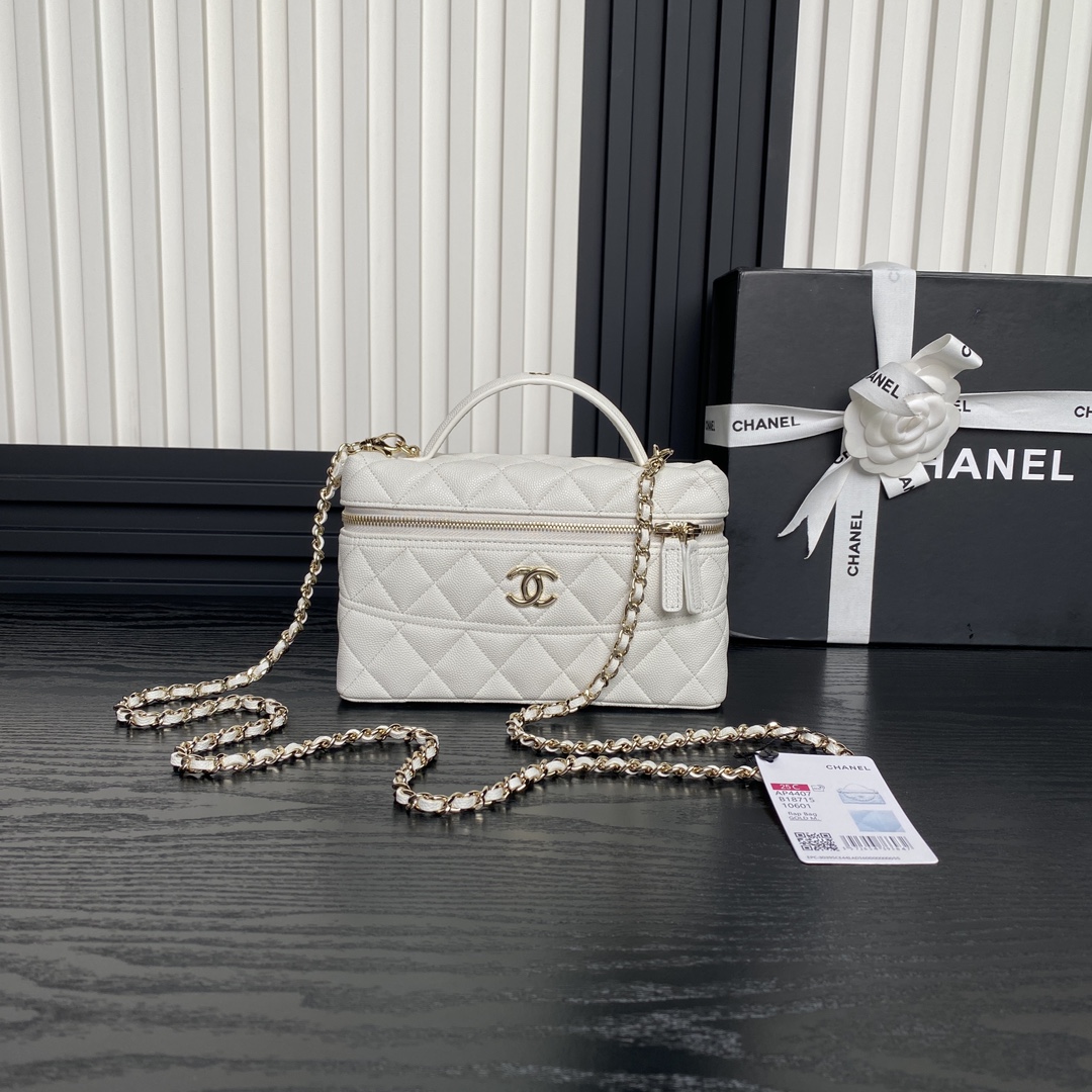 TOP CHANEL Vanity Case Calfskin 17×19.5×5cm - 2 Color