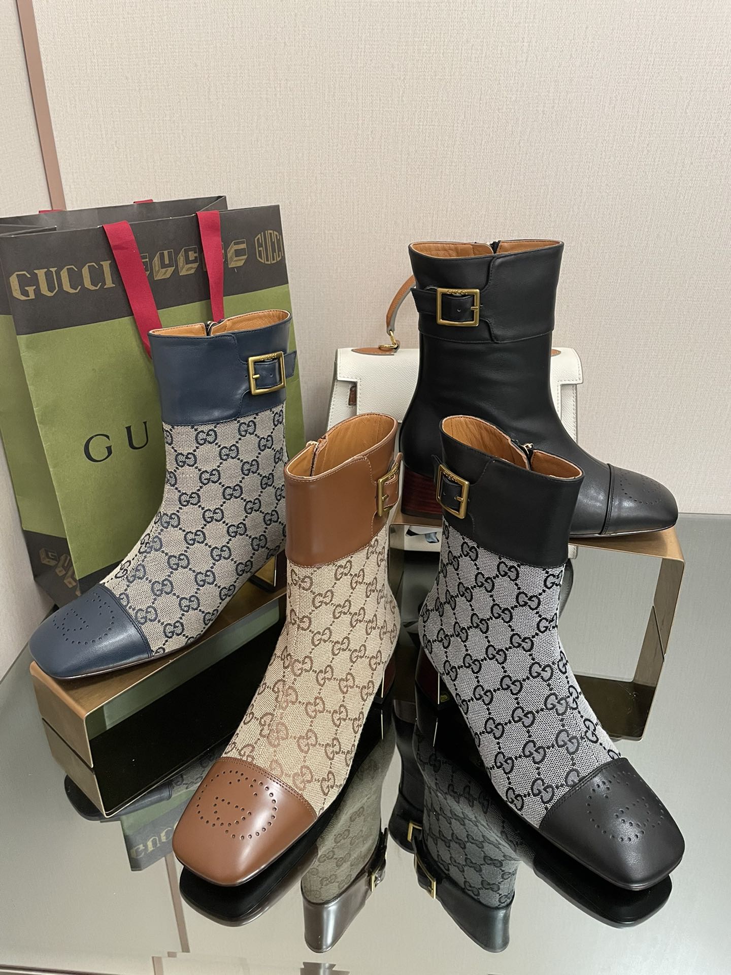 TOP GUCCI Belt Buckle Short Boots - 4.5CM - 5 Colors