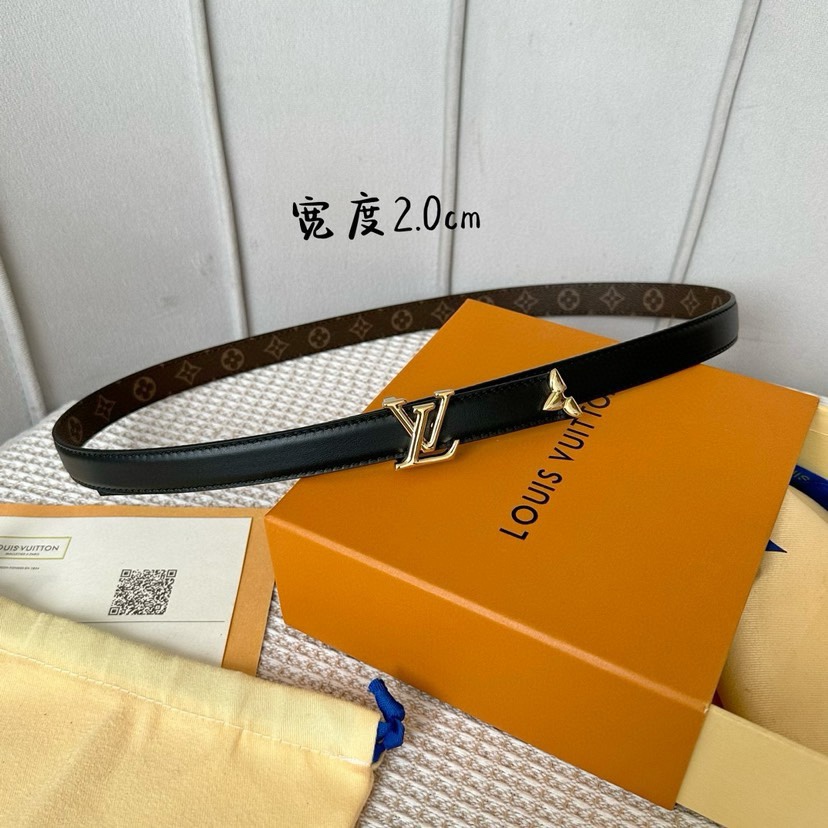 TOP Louis Vuitton LV Monogram Belt  2CM - Black
