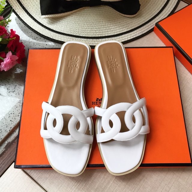 Hermès Aloha  Leather flat Sandals Slide（Replica）