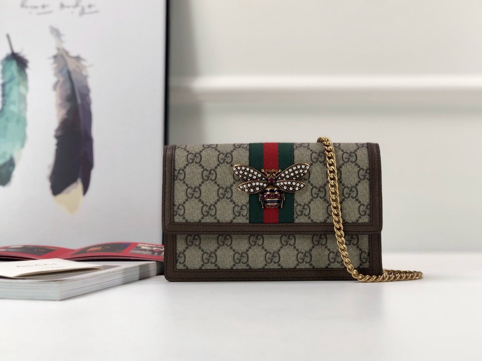 TOP GUCCI GG Supreme Monogram Chain Bag 20x12.5x4cm - 2 Color