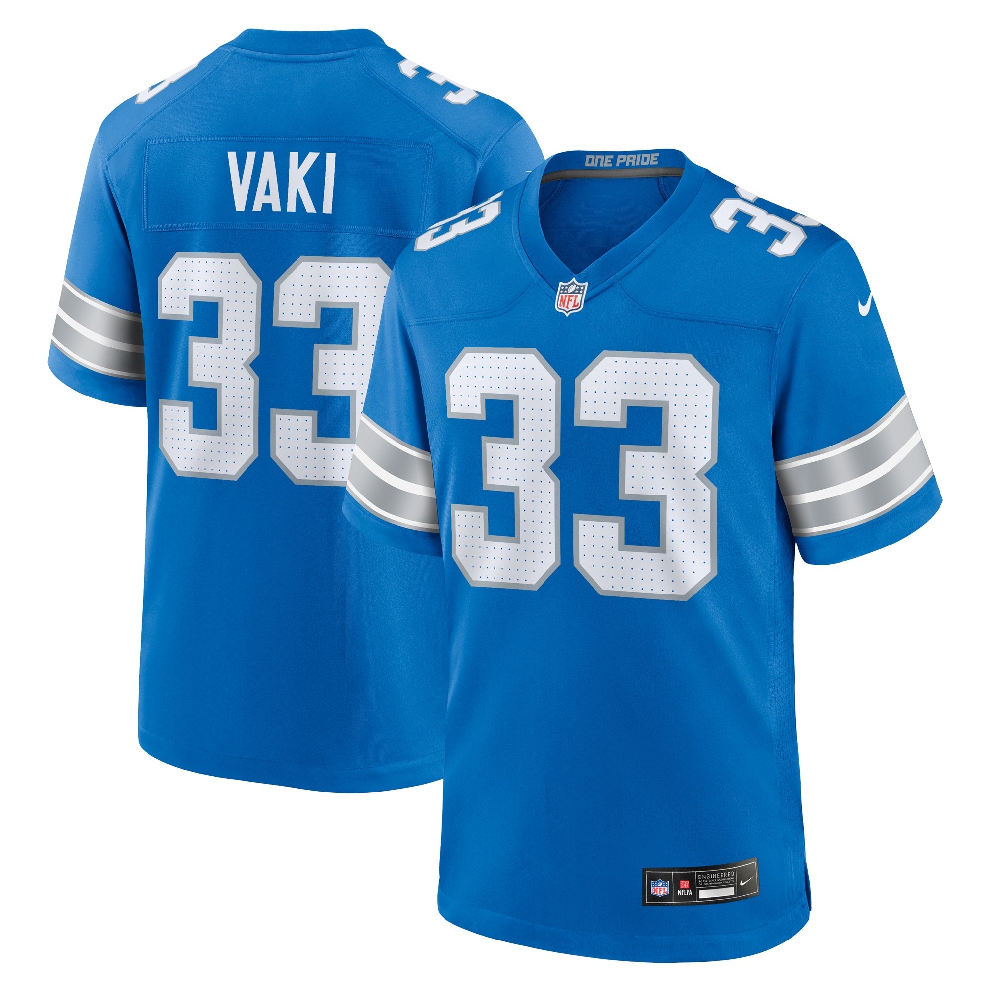 Sione Vaki Detroit Lions  Team Game Jersey -  Blue