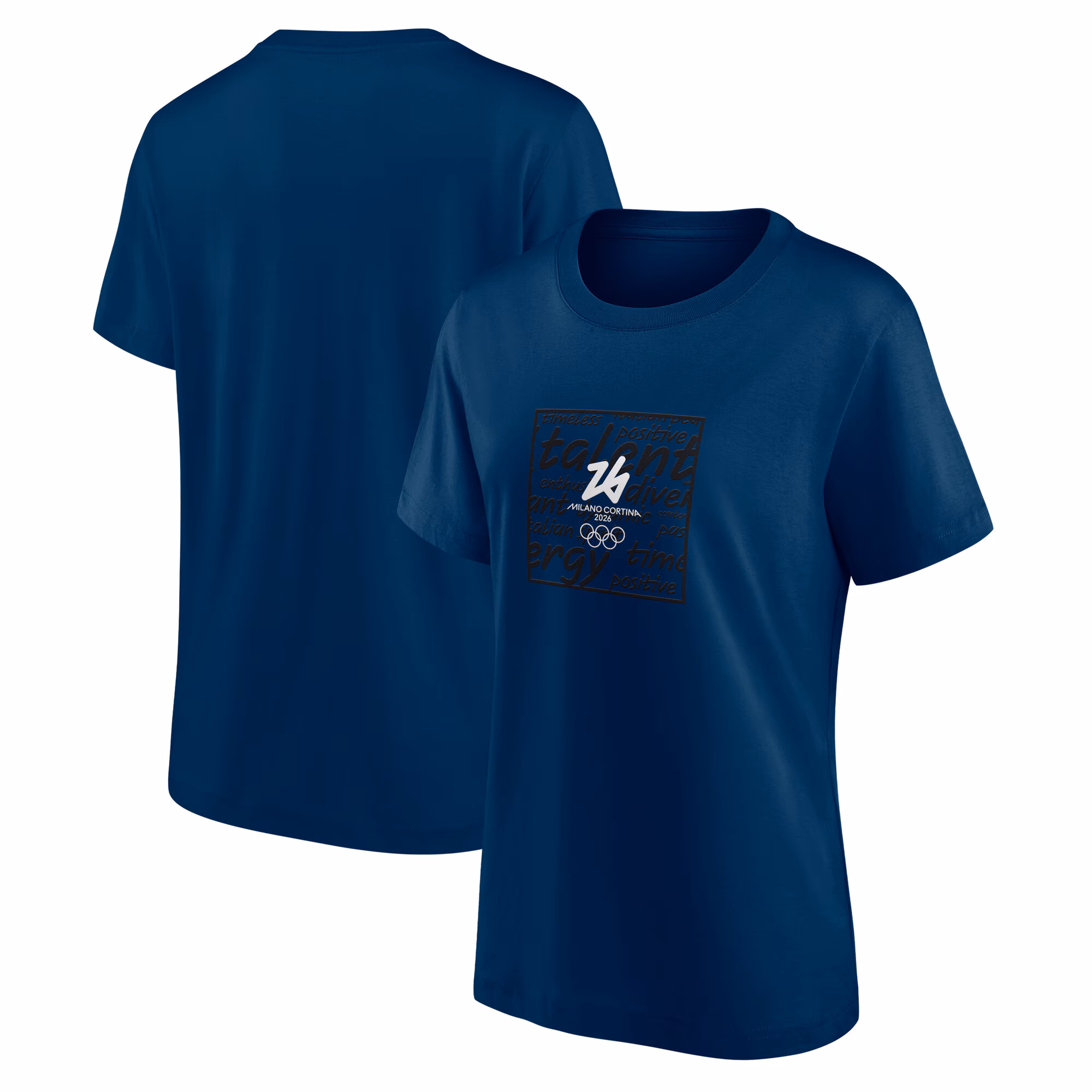Milano Cortina 2026 Olympics Values Outline Box Graphic T-Shirt - Navy - Womens
