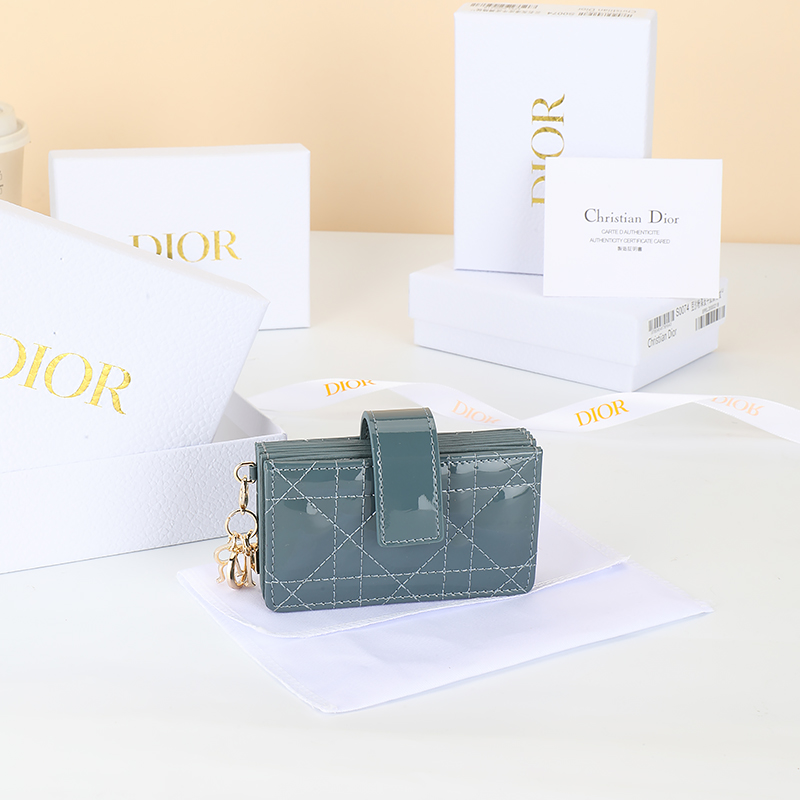 TOP Christian Dior Lady Dior Jasmine Card Holder 10.4×7×2cm - 6 Colors