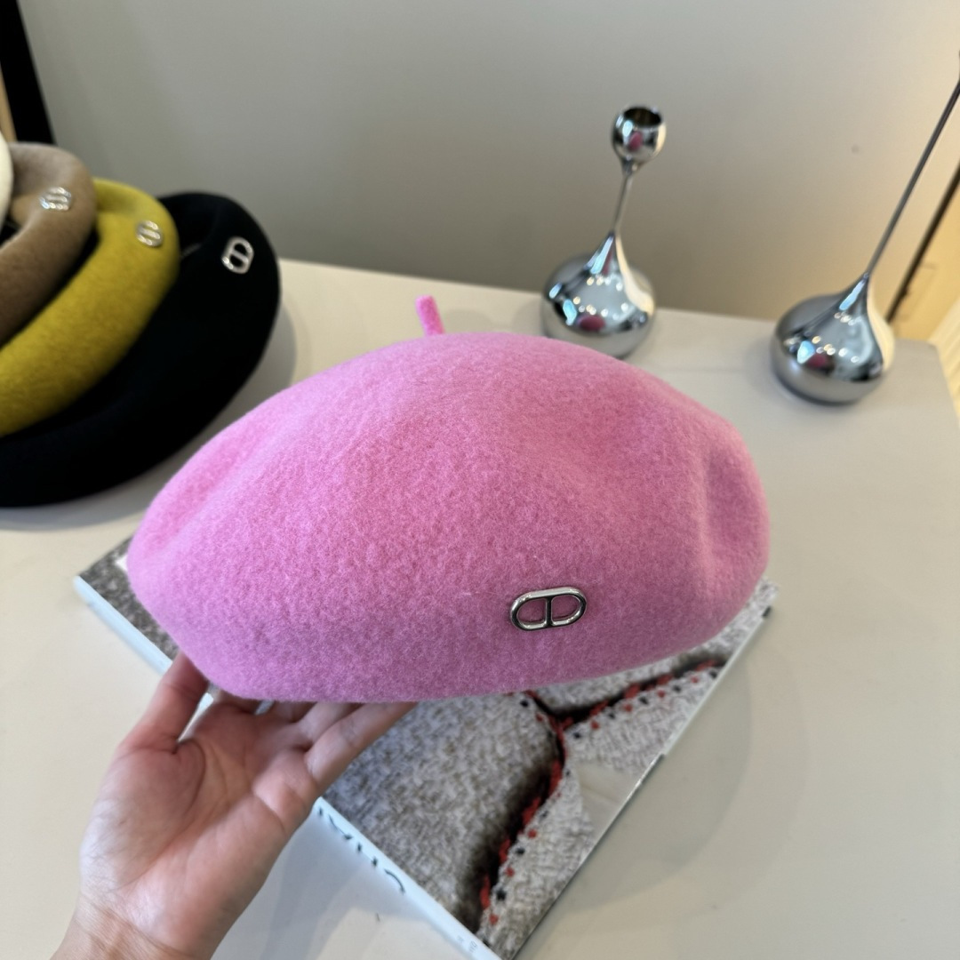 TOP HERMES Beret Hat - Pink