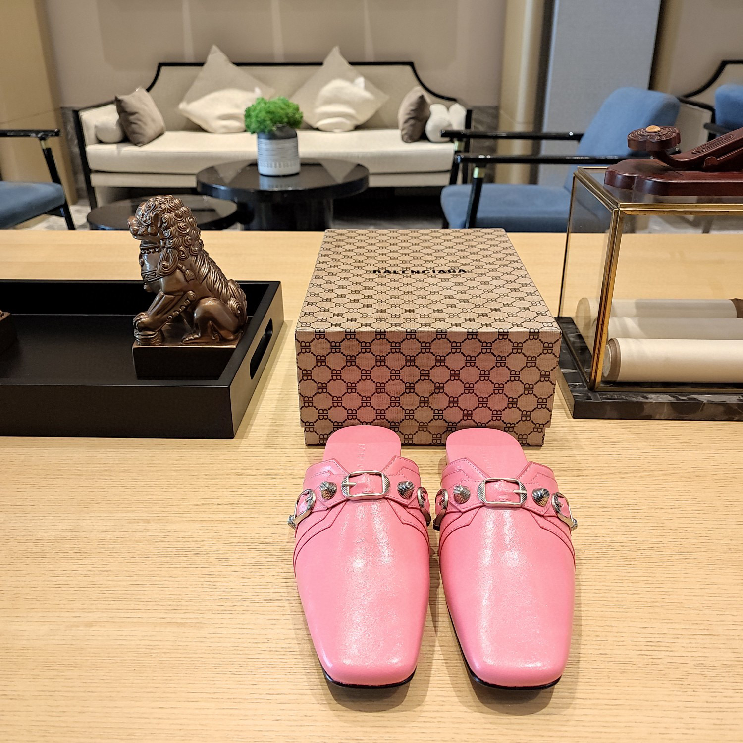 Balenciaga  Cagole  Leather Sandals Slide Sandal(Replica)