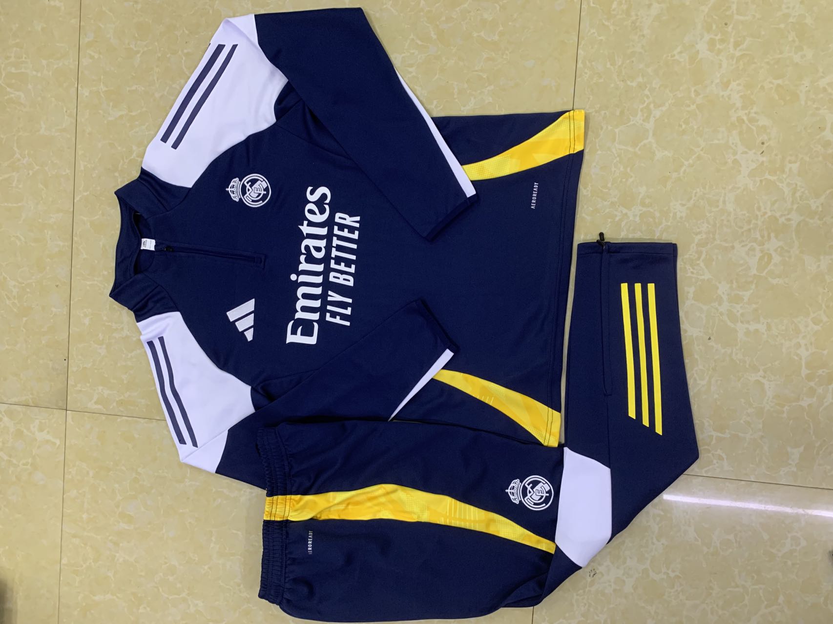 2024-25 Real Madrid Blue Football Half Pull Training Suit