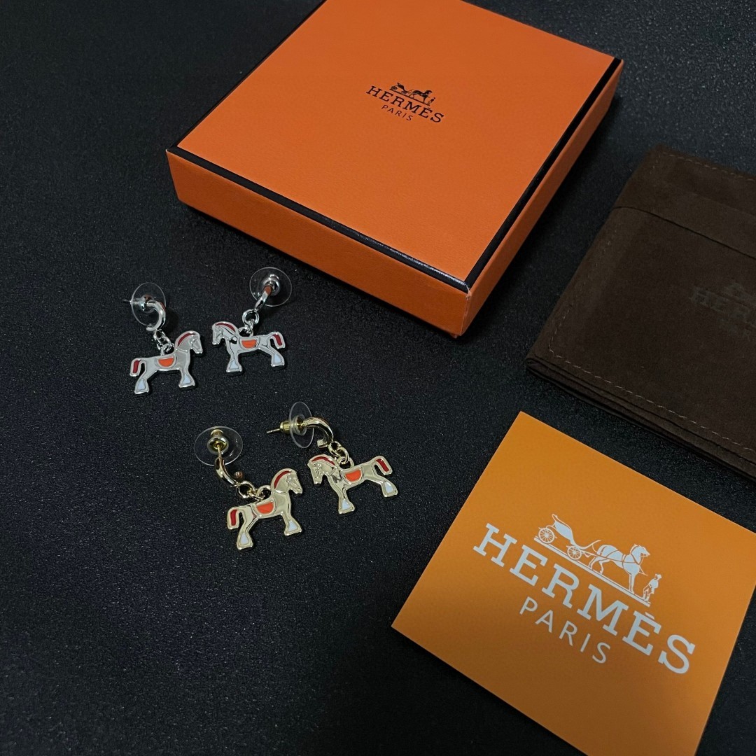 TOP HERMES Horse Earring-2 Colors