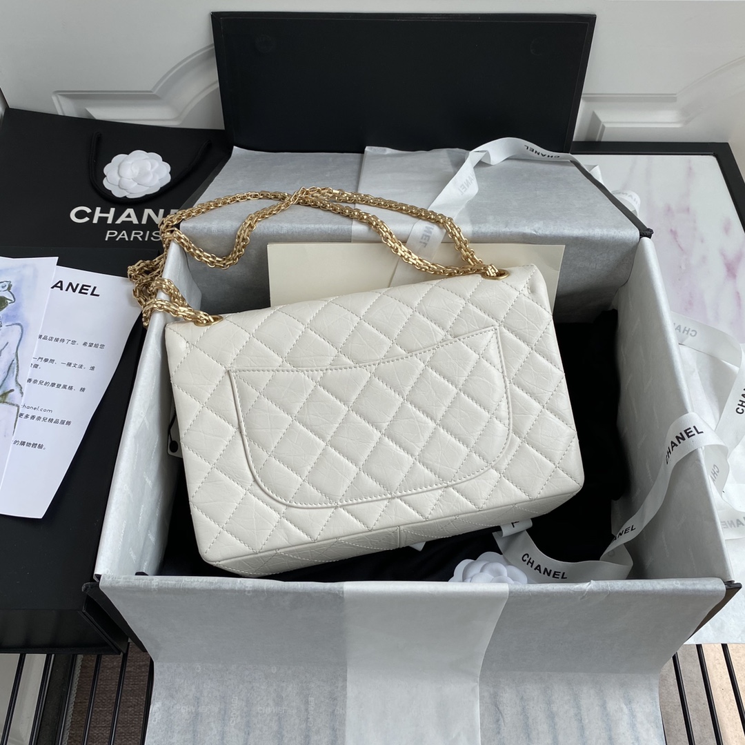 TOP CHANEL 2.55 Reissue Flap Bag Large 28cm - White & GHW