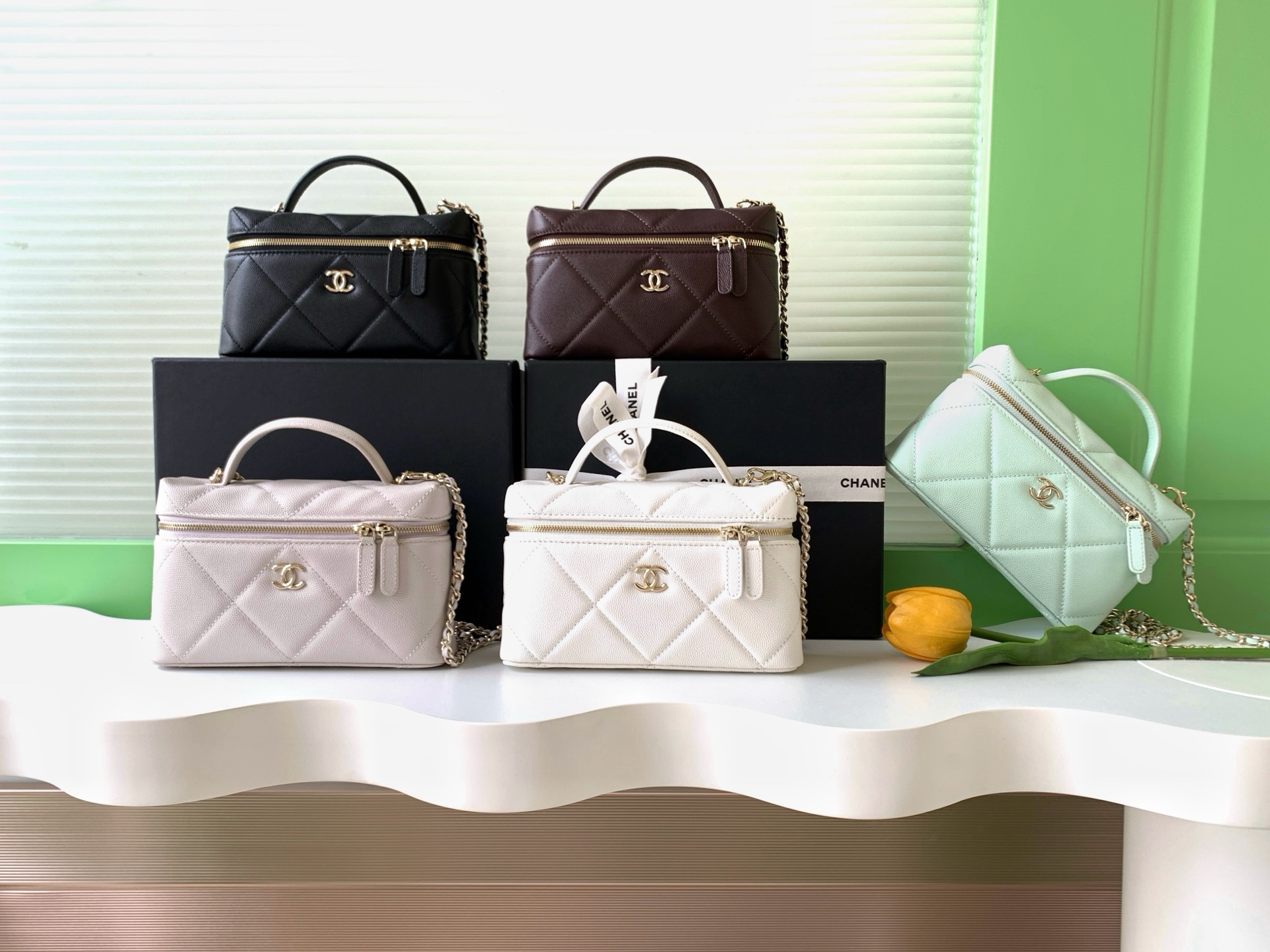 TOP CHANEL Vanity Case Top Handle 19.5x17x5cm - 5 Color