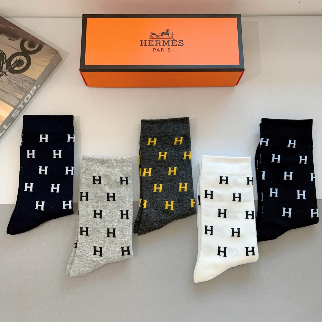 TOP HERMES Socks - 5 Pieces as a Set