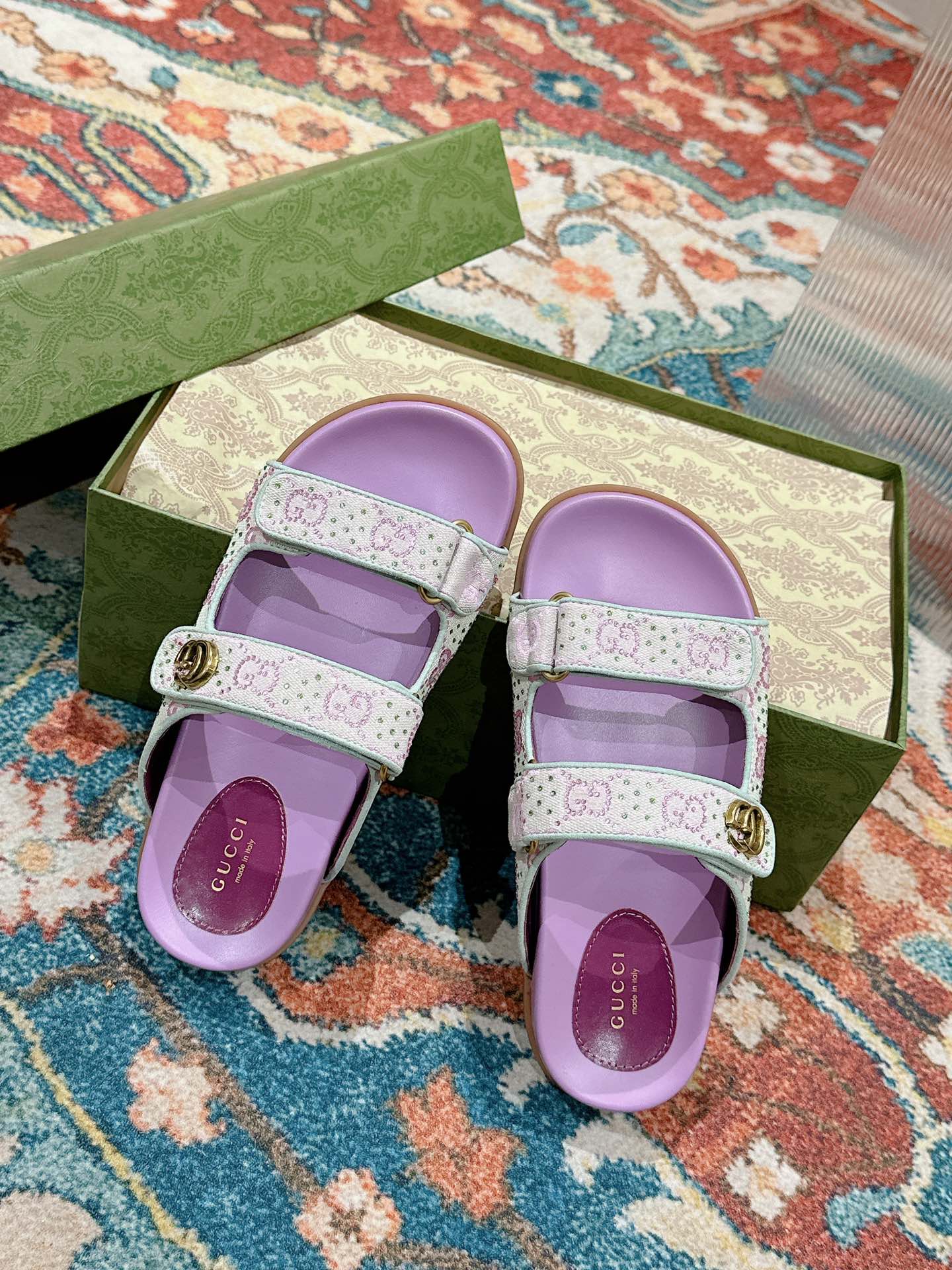 TOP GUCCI GG Monogram Slides - Purple