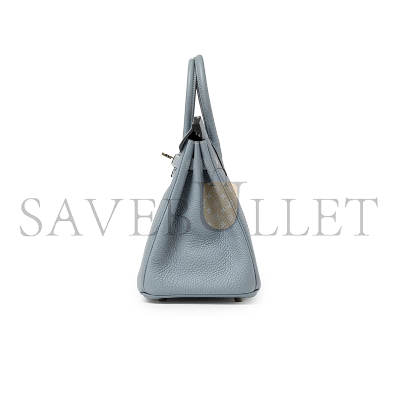 HERMES MASTER TOGO LEATHER BIRKIN BLEU LIN 30 SILVER BUCKLE HANDBAG (30*24*15cm)