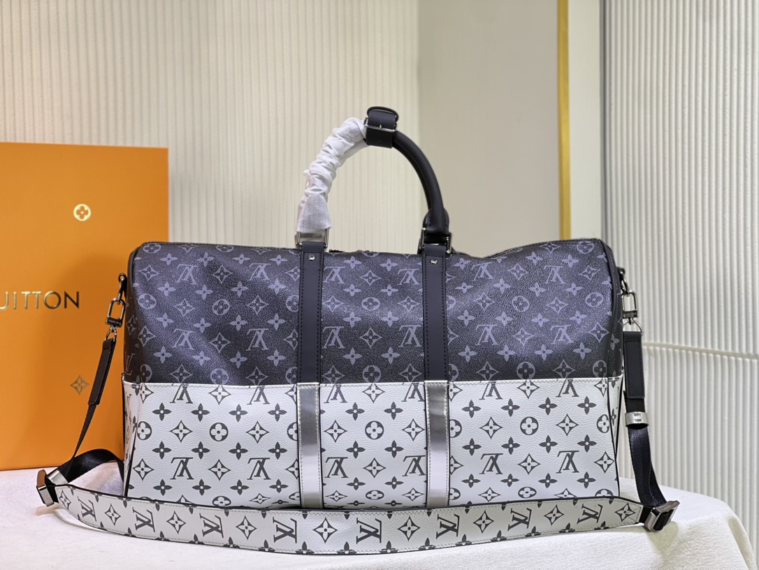 TOP Louis Vuitton LV Keepall Travel Bag 50x29x23cm-Black and White