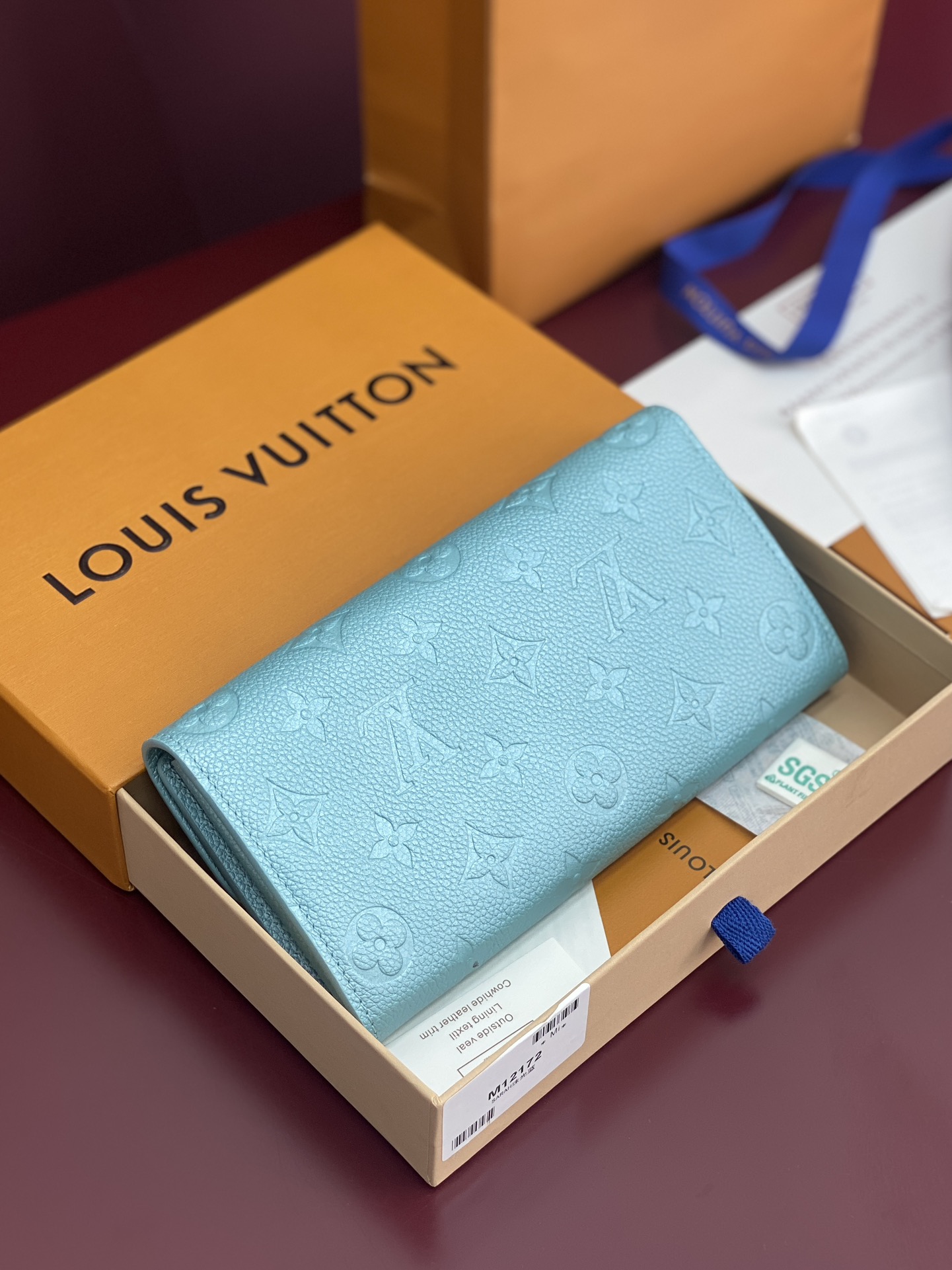 TOP Louis Vuitton LV Ski Sarah Wallet 19x10.5x2cm - Pearlescent Blue