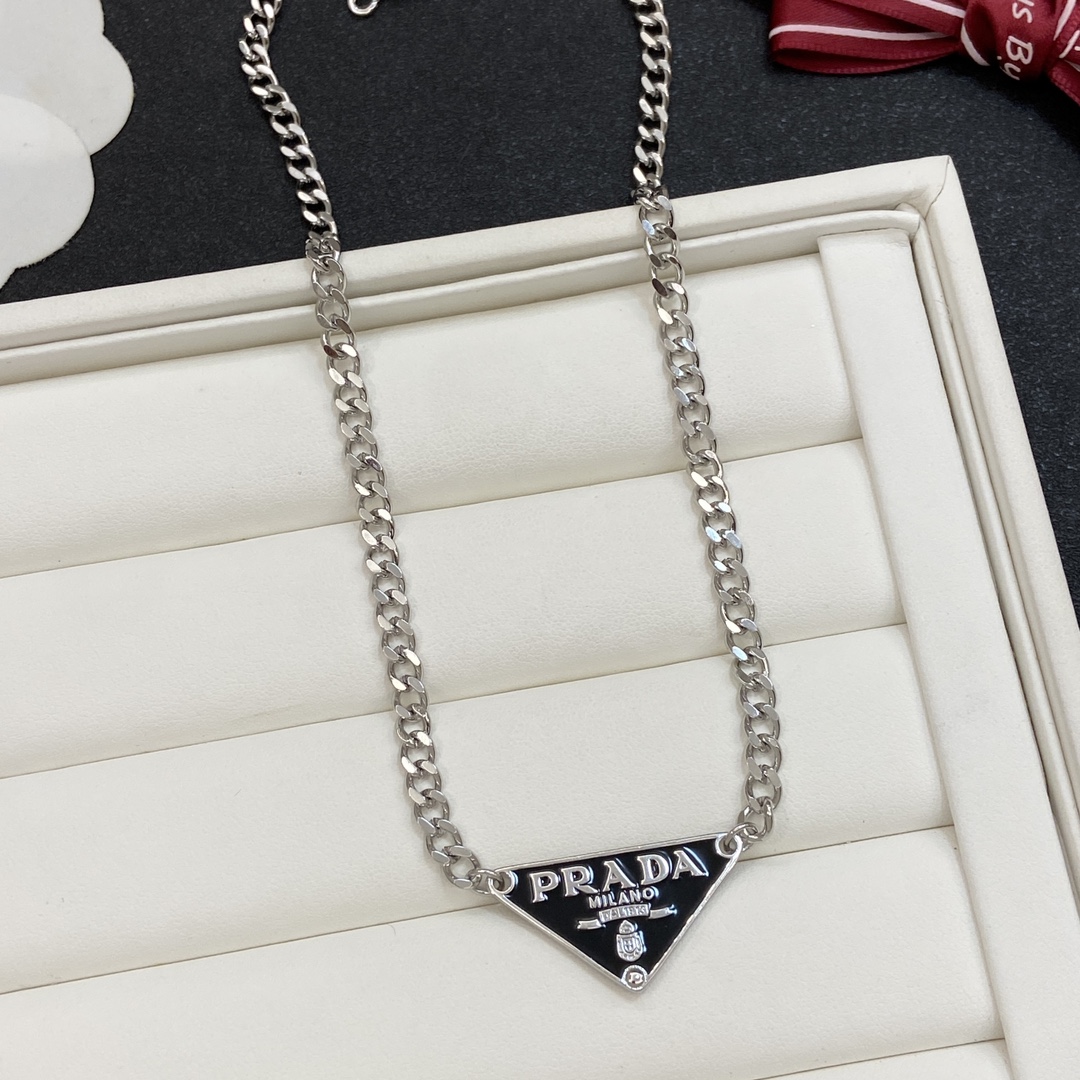 TOP PRADA Necklace - Silver&Black