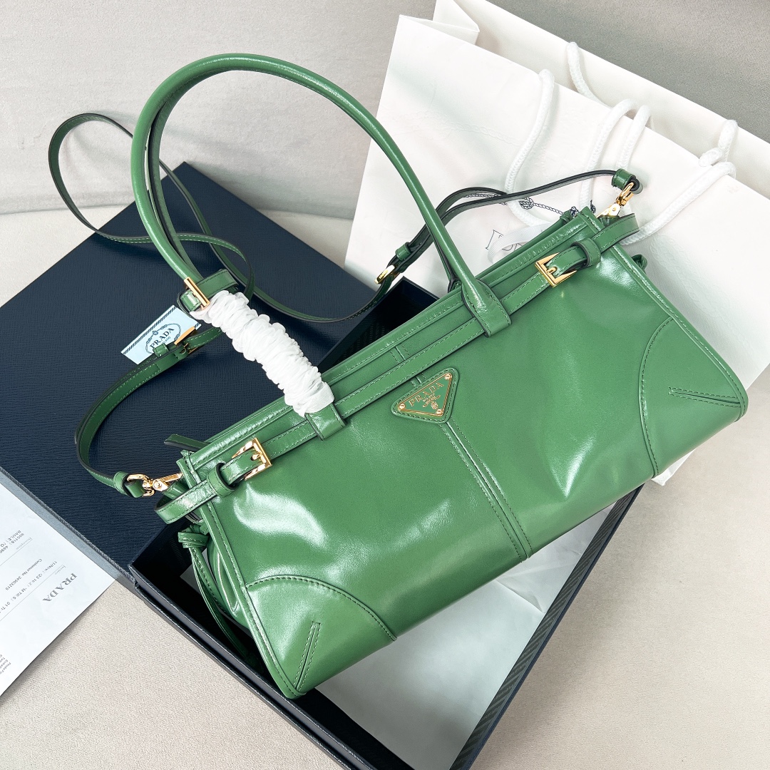 TOP PRADA LusSolf Bag Oiled Cowhide 32x15.5x12cm - Green , Blue