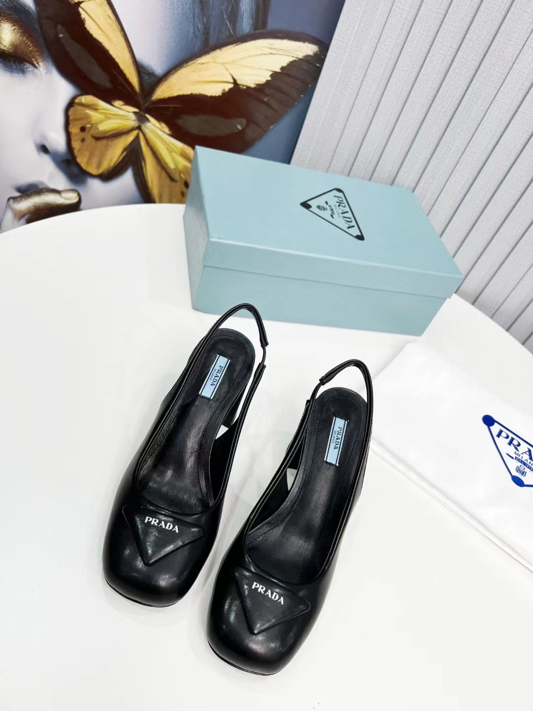 TOP PRADA Mules  - Black
