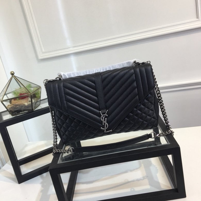 TOP Yves Saint Laurent YSL College Large Top Handle Bag - Black