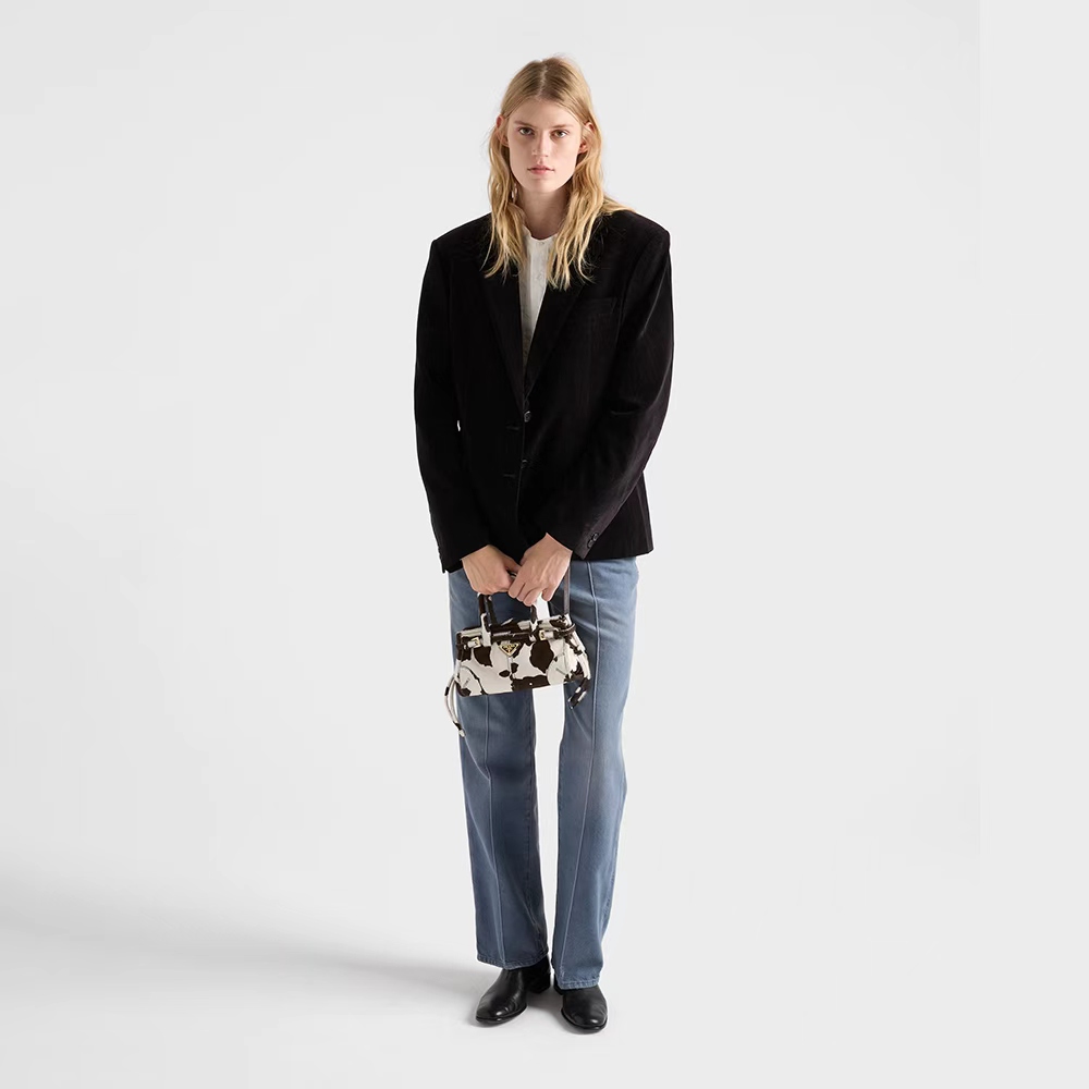 Prada Bonnie mini printed leather handbag （10A Mirror Version）