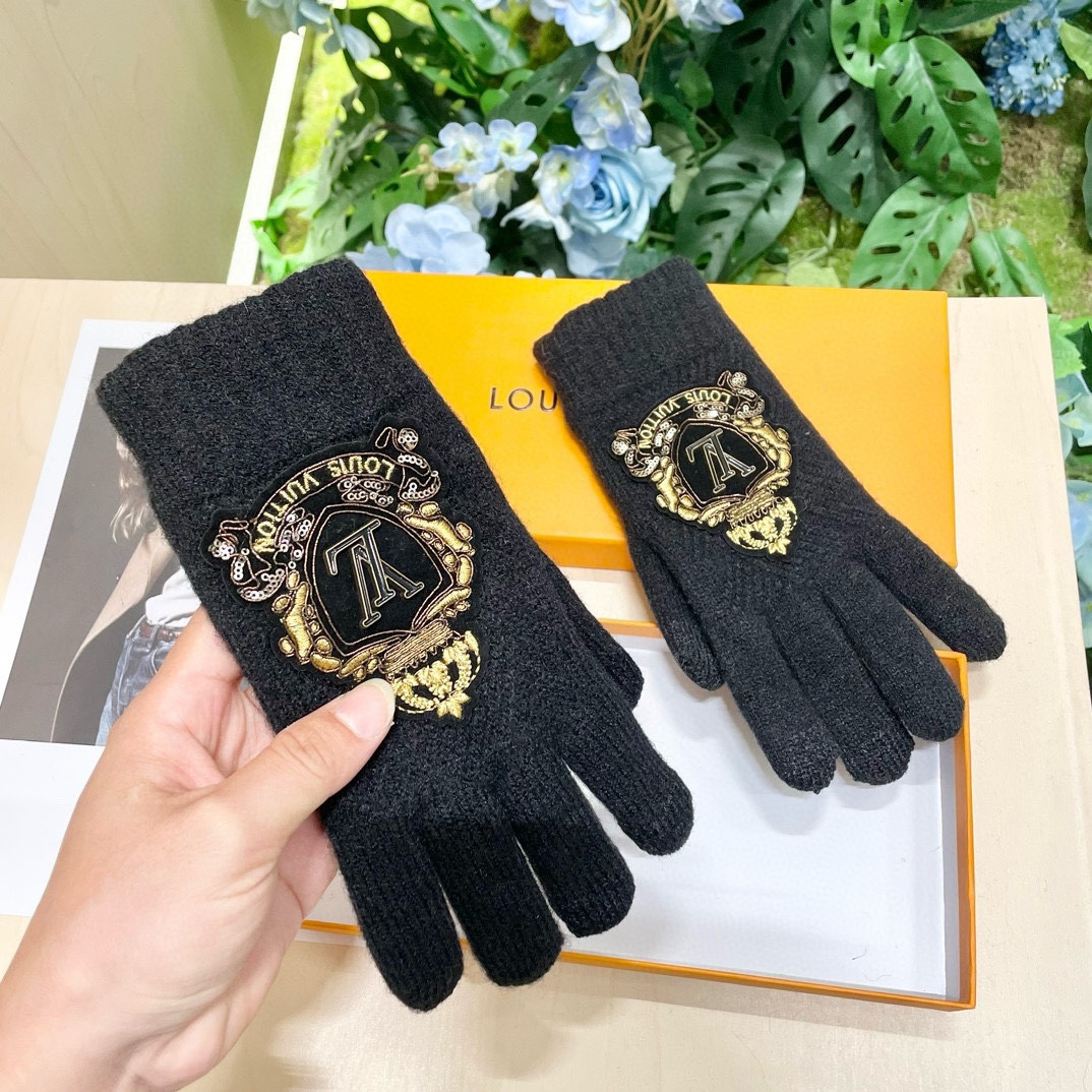 TOP Louis Vuitton LV  Gloves-Black