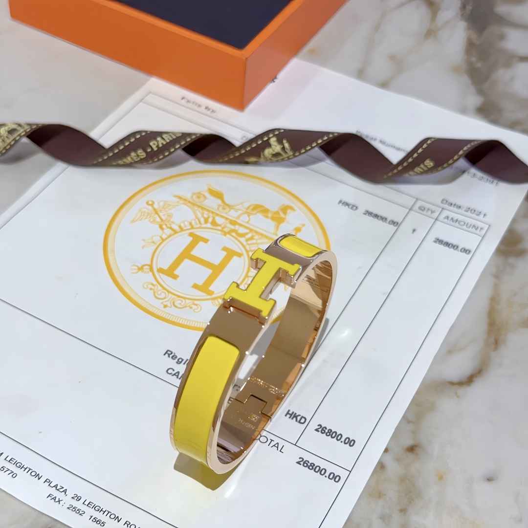 TOP HERMES  Enamel Bracelet -Yellow