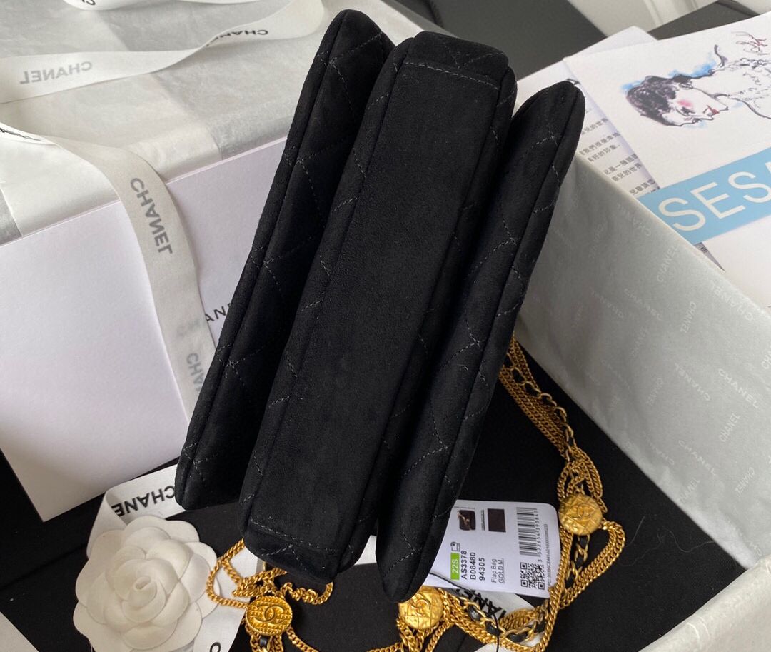 TOP CHANEL 19 Bag Coin Chain Small 26CM - Black