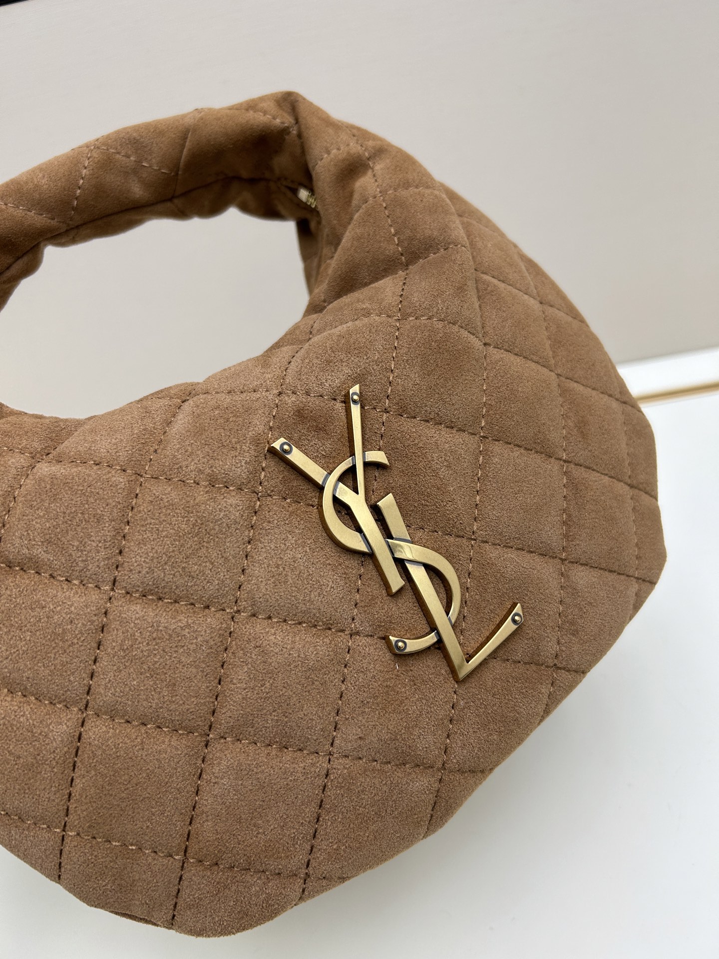 TOP Yves Saint Laurent YSL ICARE Baby Suede Nappa Bag 17×13×3cm - Brown