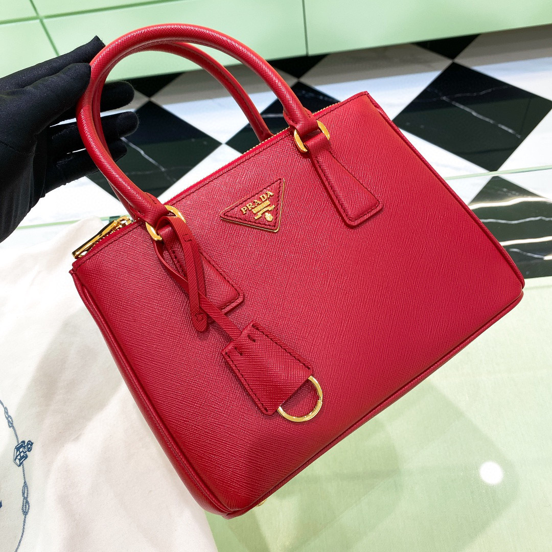 TOP PRADA Galleria Saffiano Handbag Small 24.5*16.5*11cm - Red