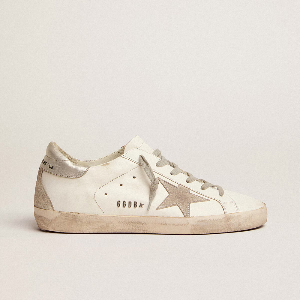 Golden Goose  Super-Star sneakers in silver with metal studded lettering (Replica)