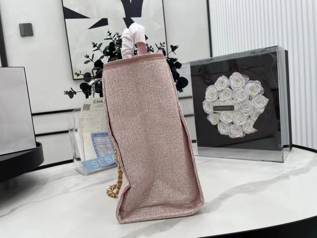 TOP CHANEL Deauville Top Handle Bag 38×32×18 cm - Pink