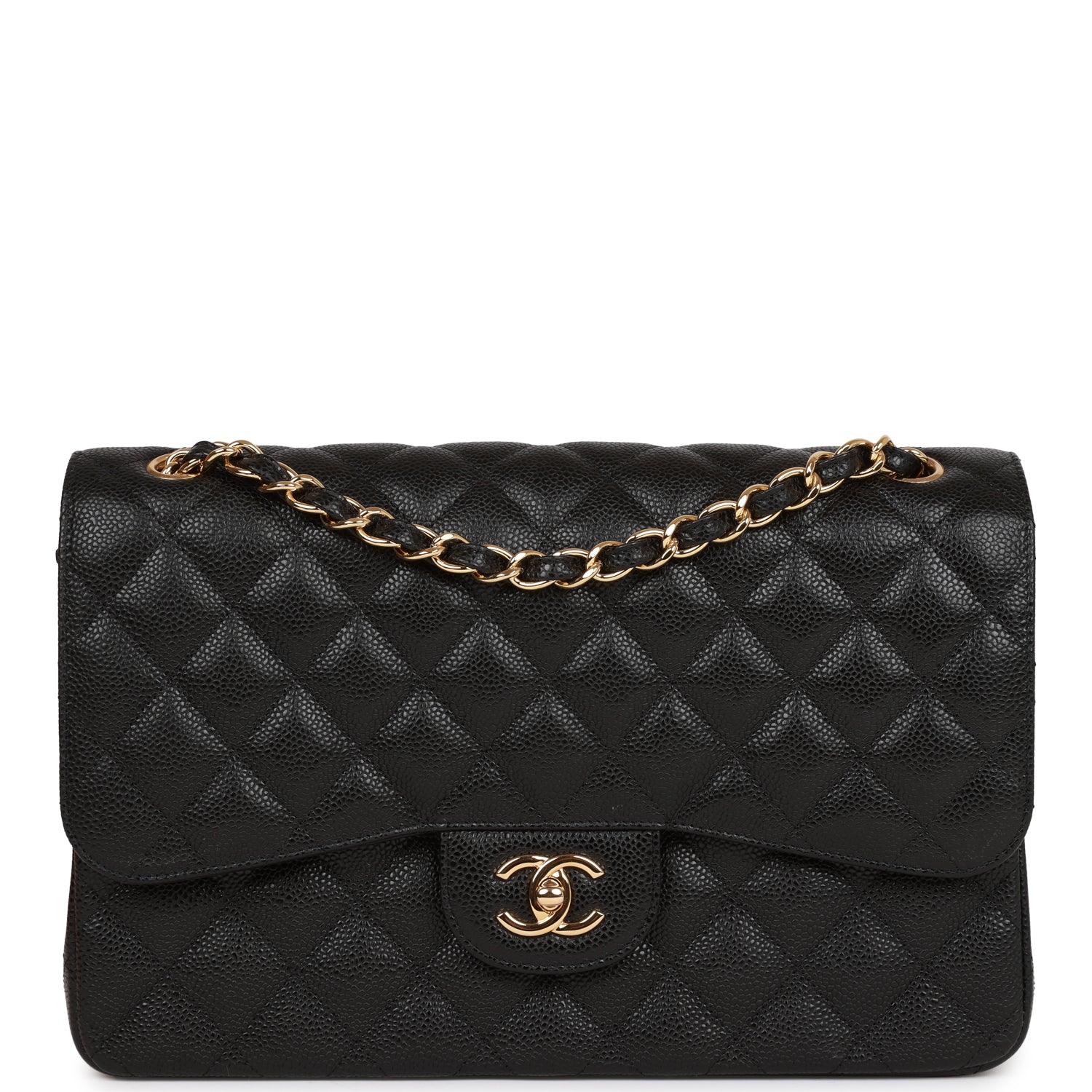 CHANEL Caviar Quilted Jumbo Double Flap Black 30CM(Replica)