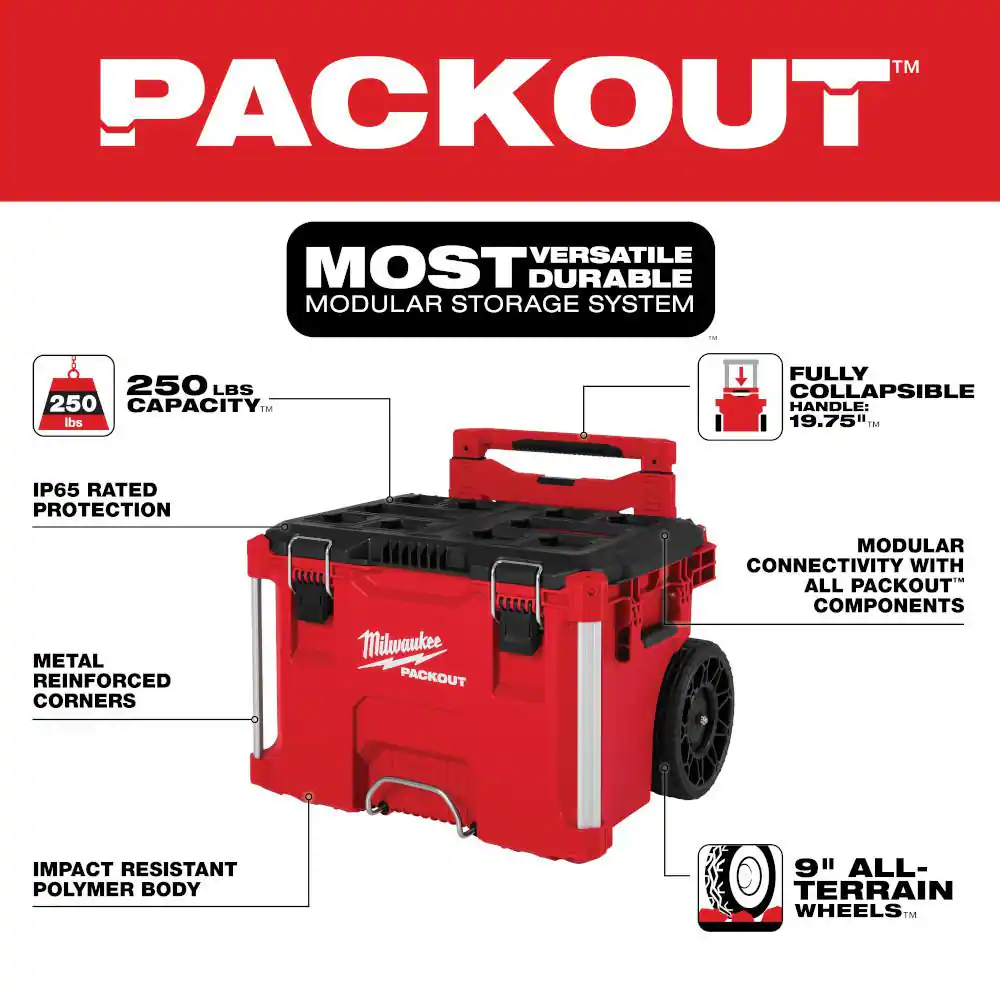 Packout Red Rolling Modular Tool Box - 2-S