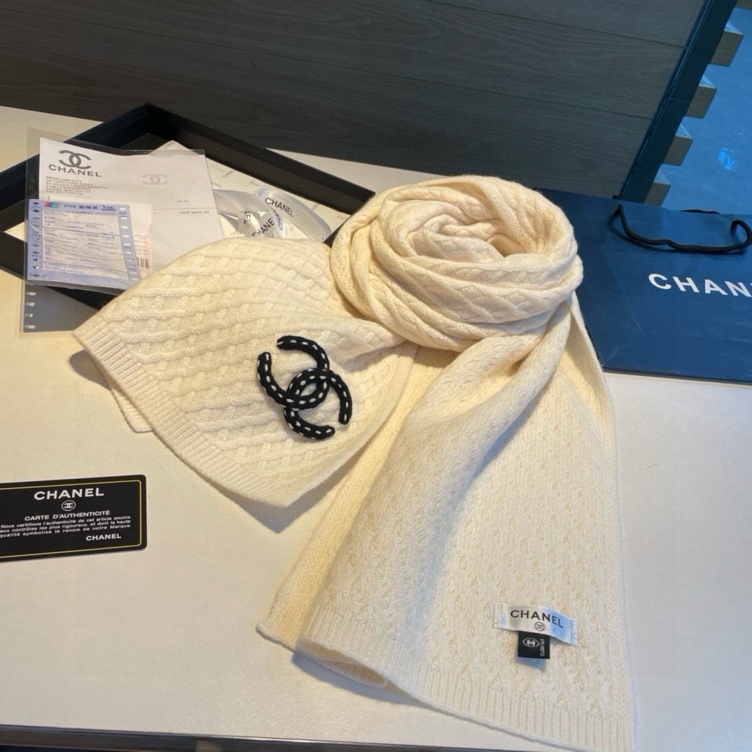 TOP CHANEL Cashmere Shawl Scarf 32x170 cm - 4 Color