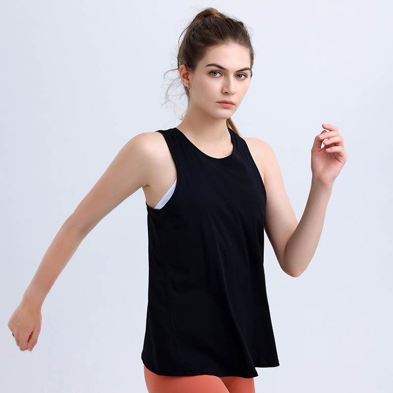 Womens Split Open Back Crew Neck Tank Top Cut Out Sleeveless