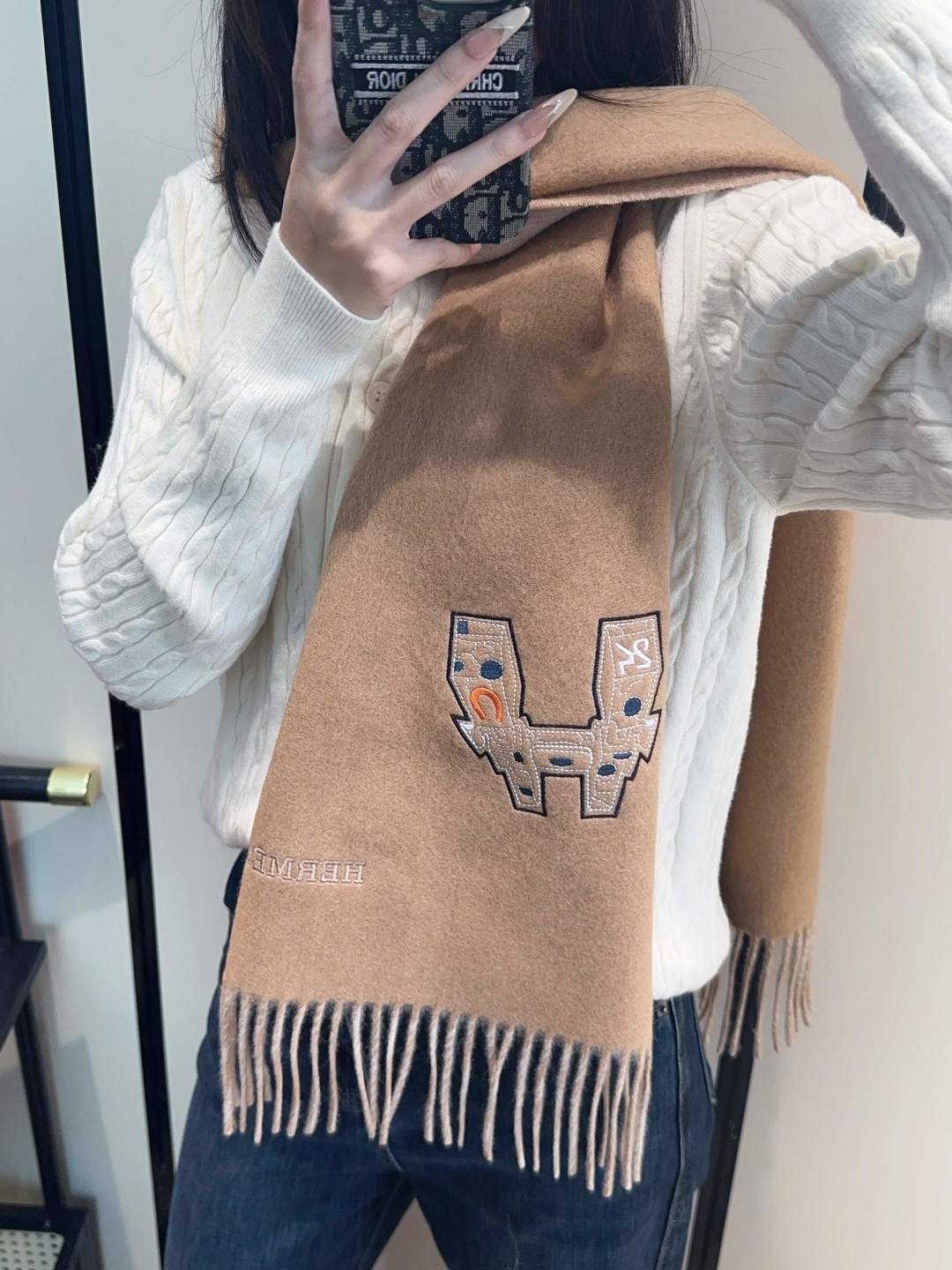 TOP HERMES Cashmere Scarf 35x 190cm - 4 Colors