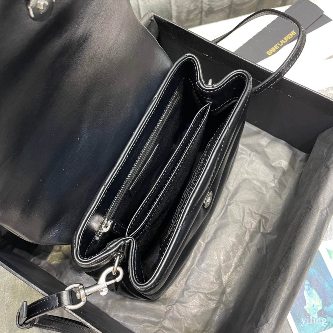TOP Yves Saint Laurent YSL Loulou Toy Bag 20cm - Black w SHW
