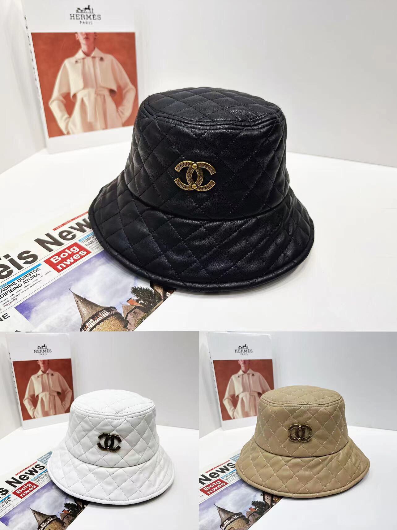 TOP CHANEL Leather Bucket Hat - 3 Color