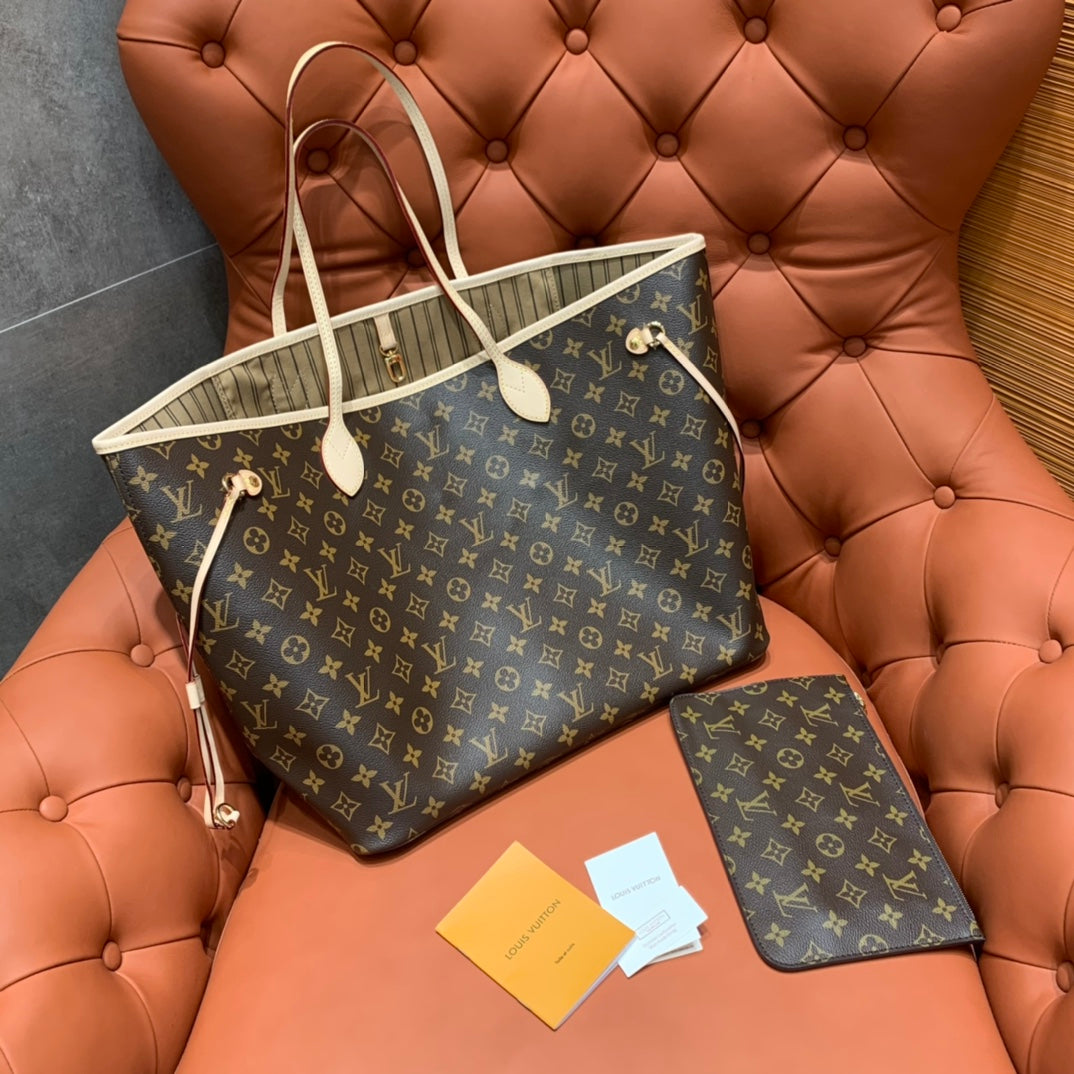 TOP Louis Vuitton LV  Neverfull GM Monogram Bag - Tan