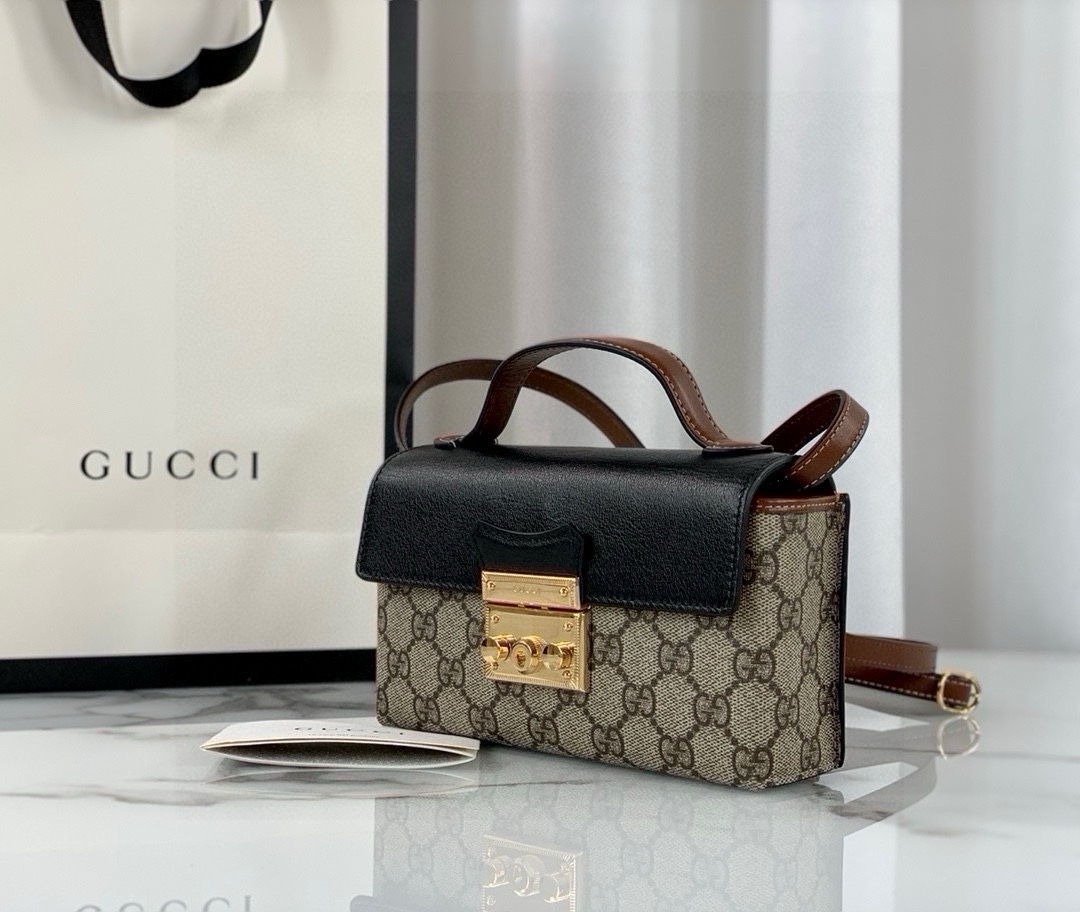 TOP GUCCI GG Padlock Bag 18x10x5cm - Black