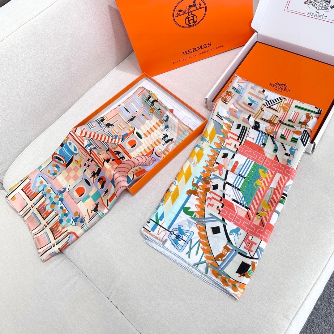 TOP HERMES Square Silk Scarf 90X90cm - 2 Colors