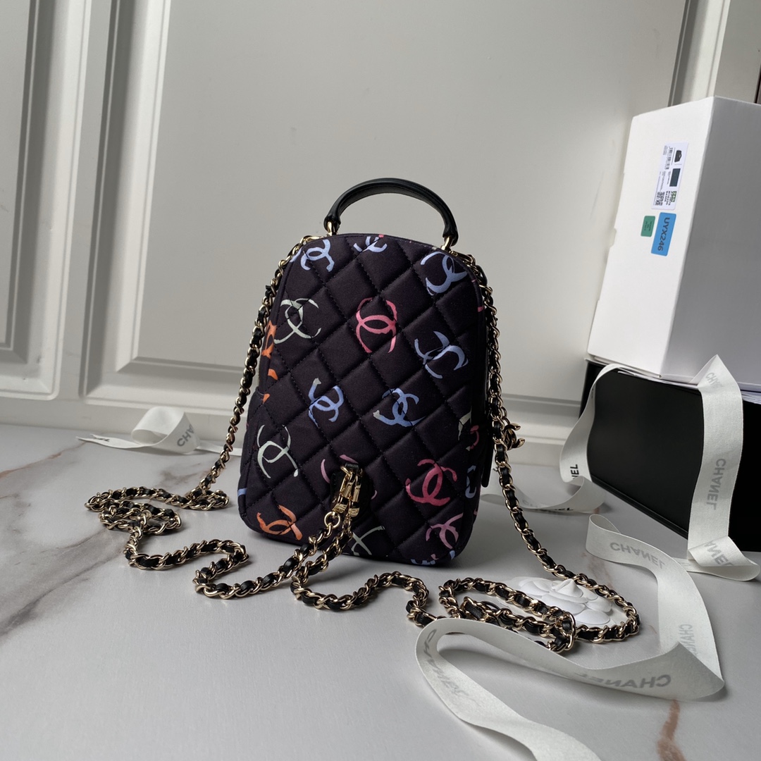 TOP CHANEL 24s Mini Graffiti Backpack 18×13×9cm - Black&GHW